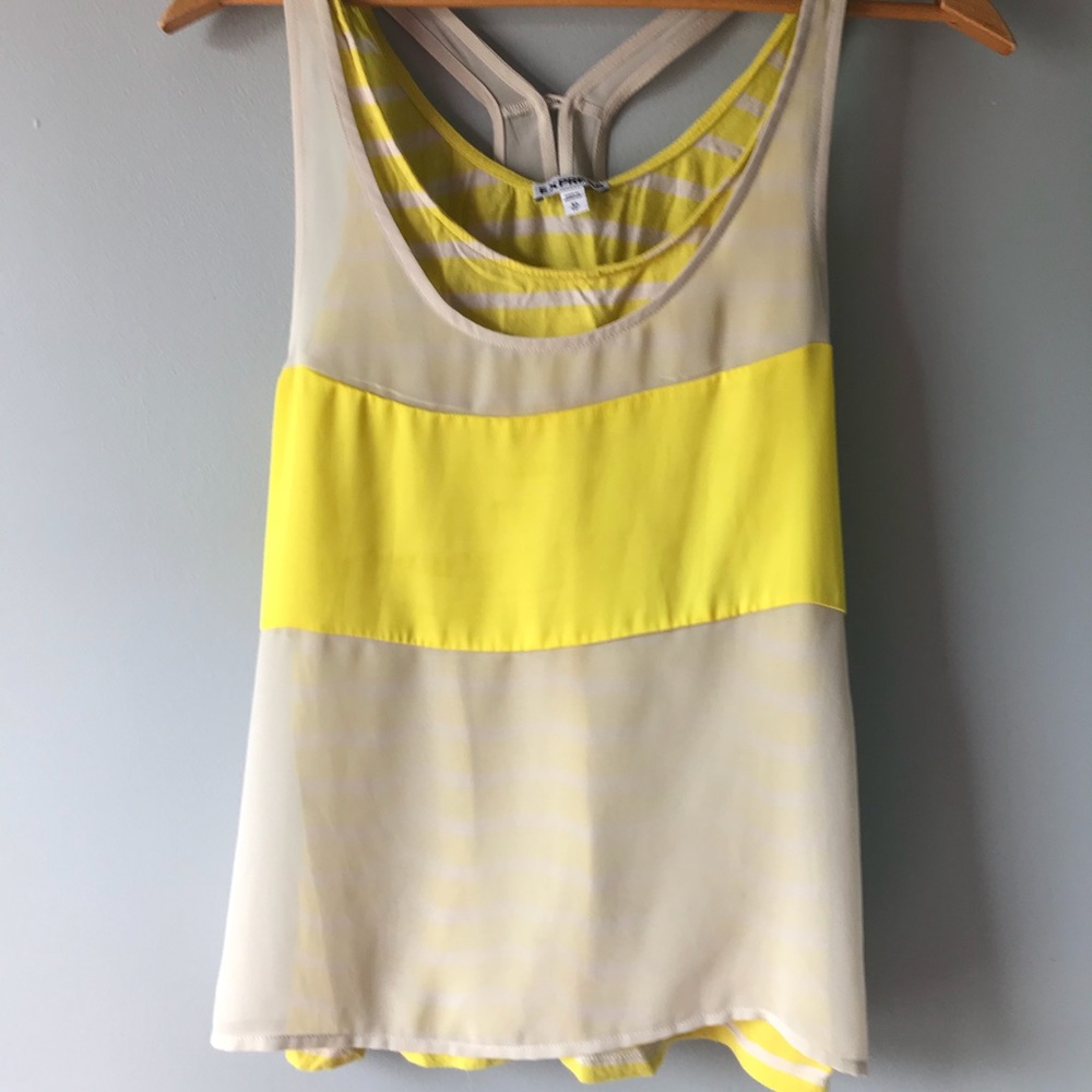 Express yellow and gray tank top